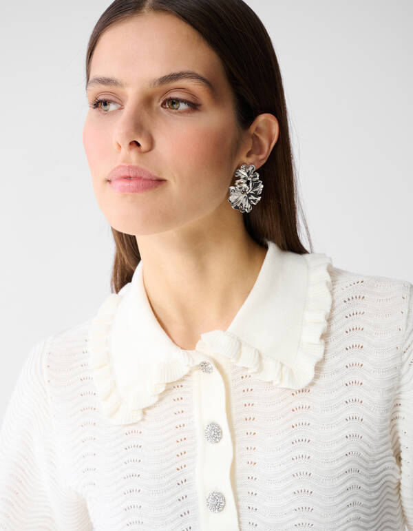 Gestricktes R&uuml;schenshirt Polo Gebrochen Wei&szlig; SHOEBY WOMEN