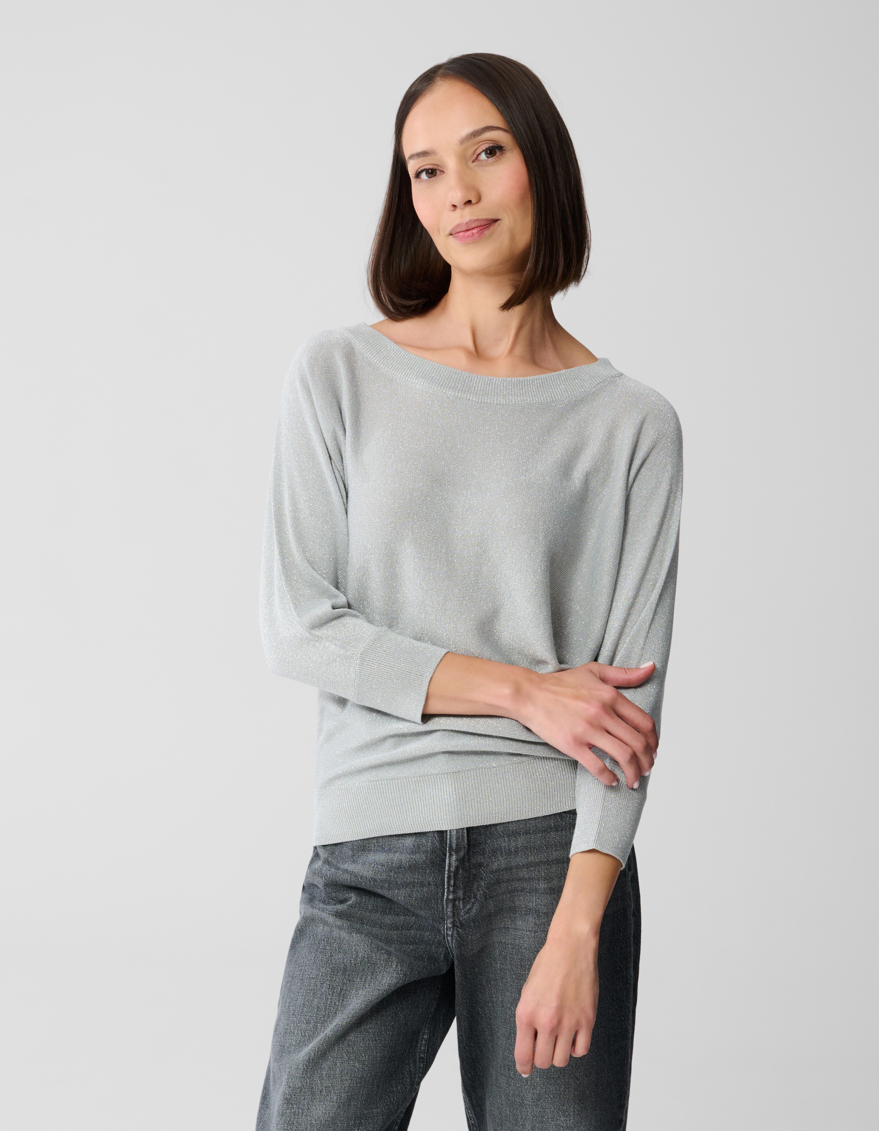 Glitzer Fledermaus Pullover Hellgrau SHOEBY WOMEN