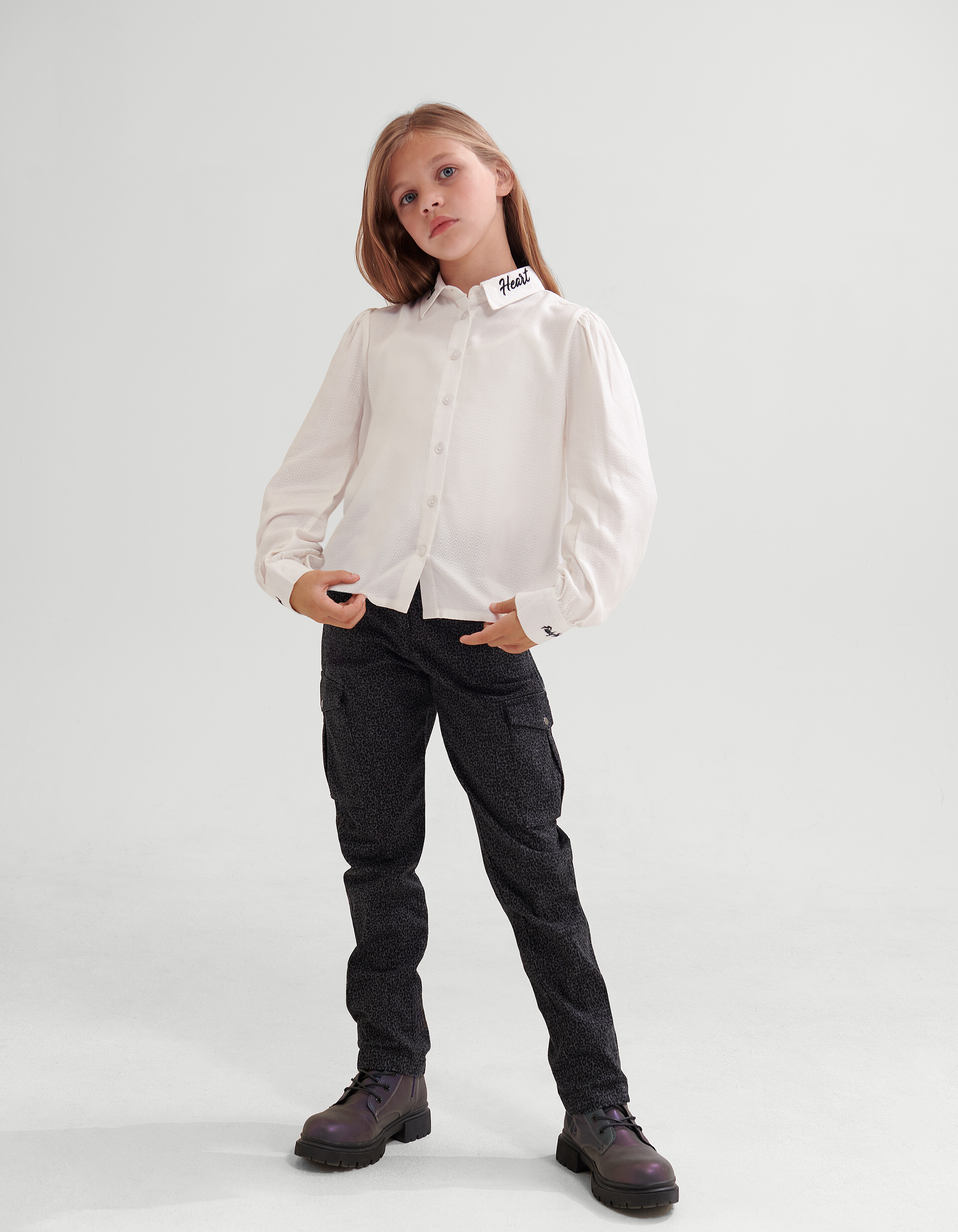 Bluse mit Textstickerei Weiß SHOEBY GIRLS