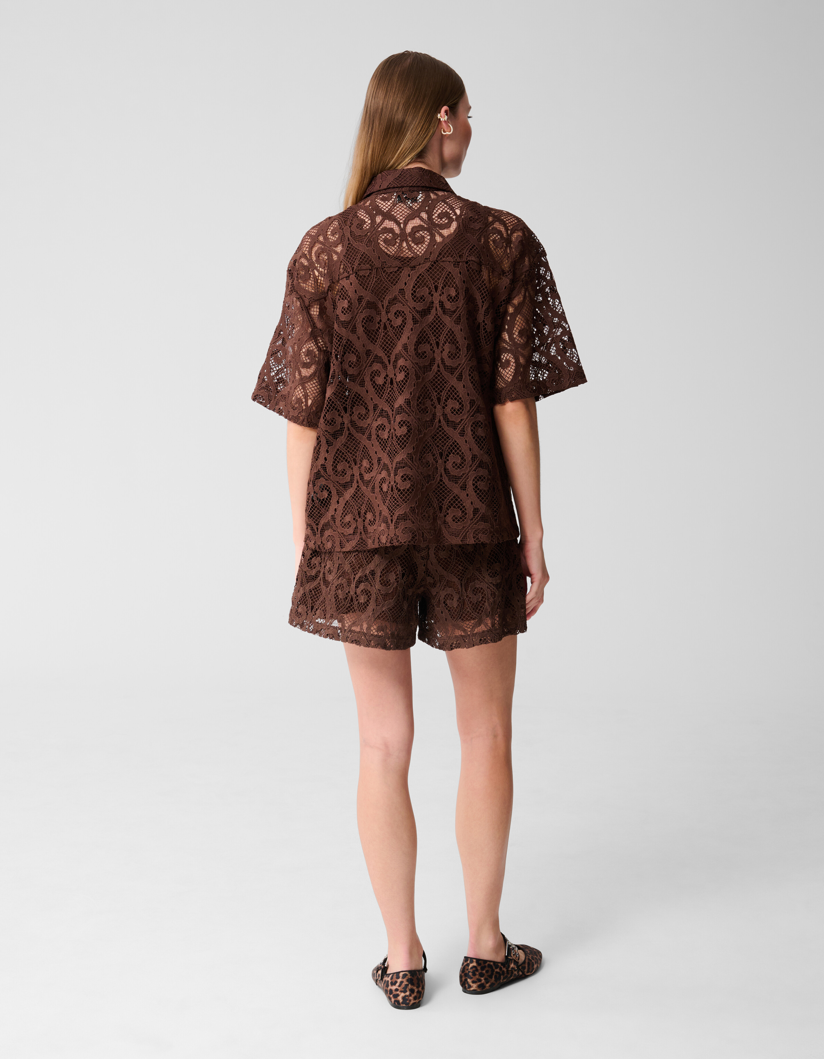 Bluse aus Spitze in Übergröße Dunkelbraun SHOEBY WOMEN