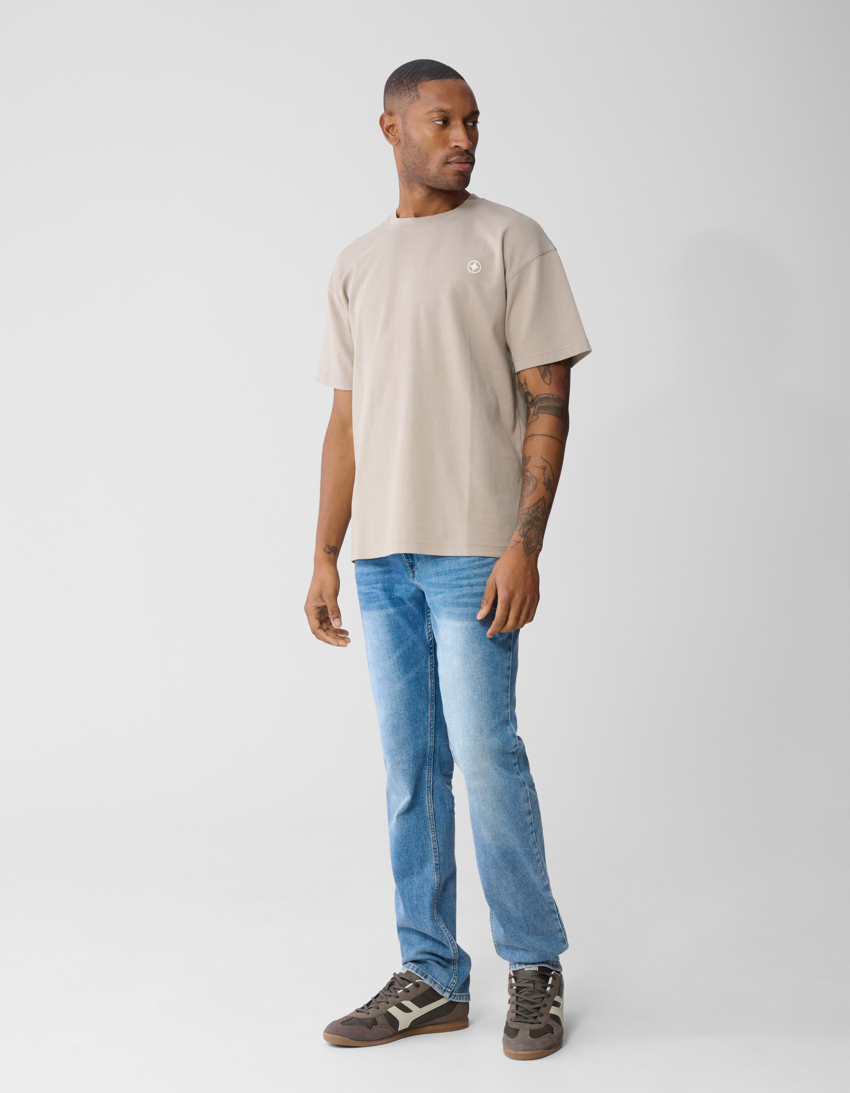 Spark Embroidery T-Shirt Hellbraun SHOEBY MEN