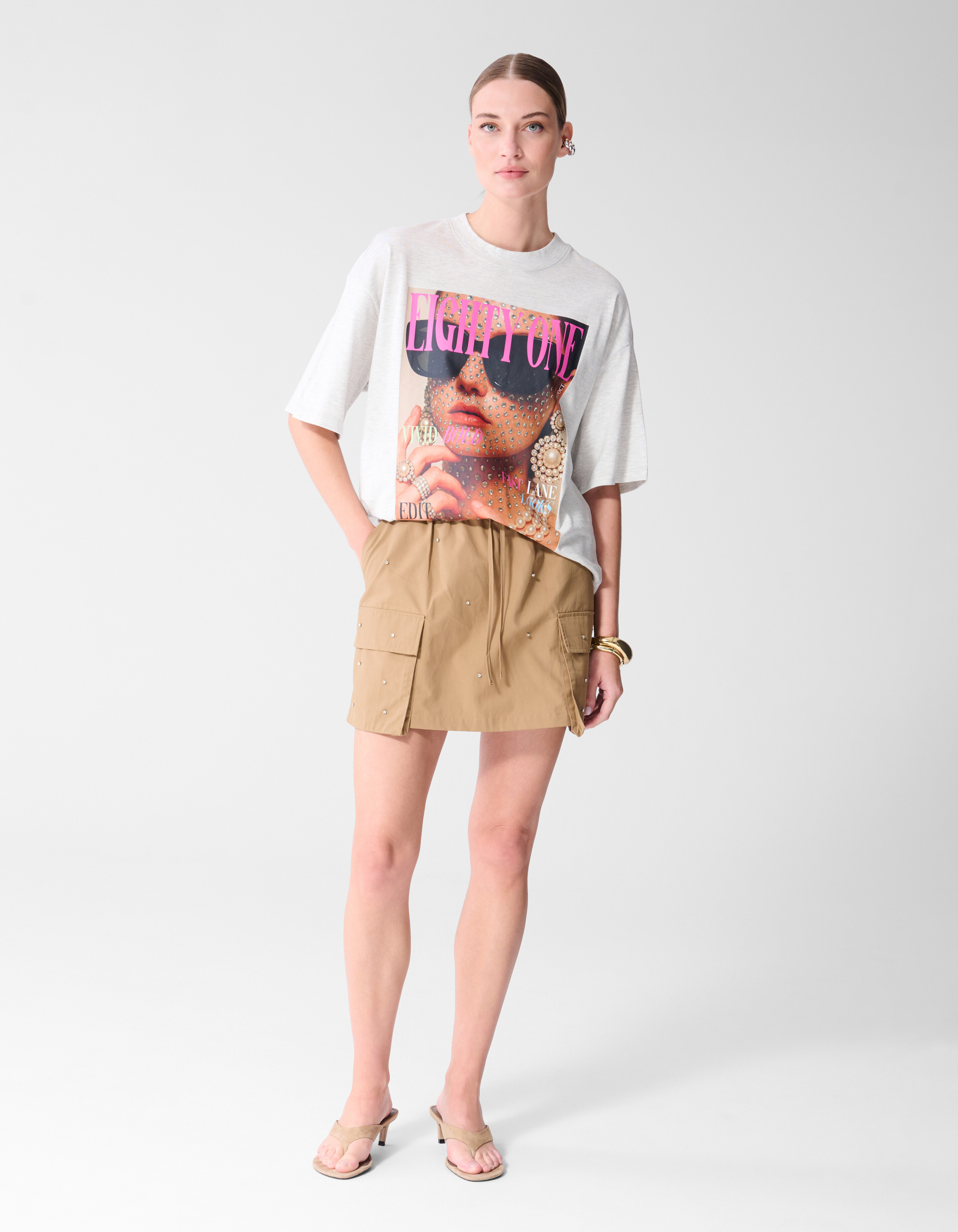 Magazin Artwork T-Shirt Hellgrau SHOEBY WOMEN