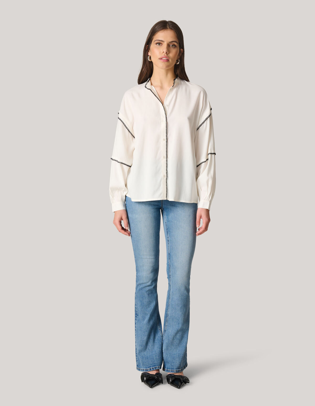 Stickerei Bluse Wit SHOEBY WOMEN