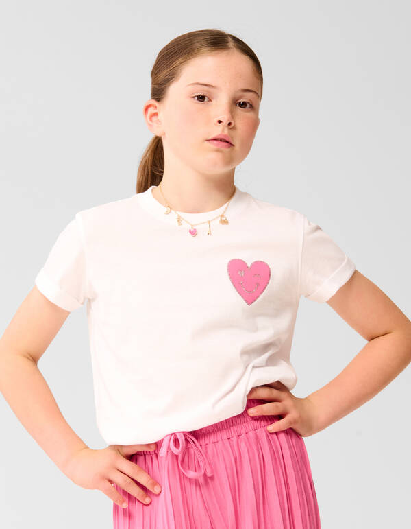 Smiley Herz T-shirt Weiß SHOEBY GIRLS