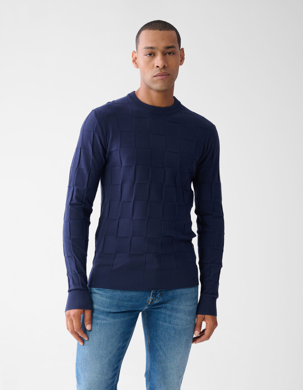 Struktur Pullover Dunkelblau SHOEBY MEN