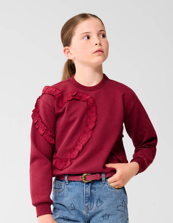Ruffle Heart Pullover Dunkelrot SHOEBY GIRLS