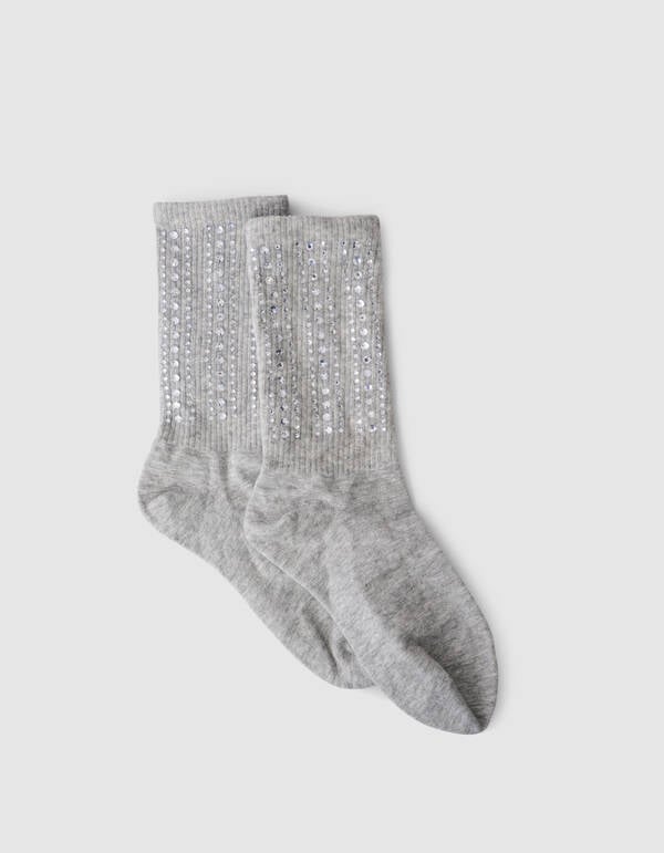 Strass-Socke Hellgrau SHOEBY ACCESSOIRES