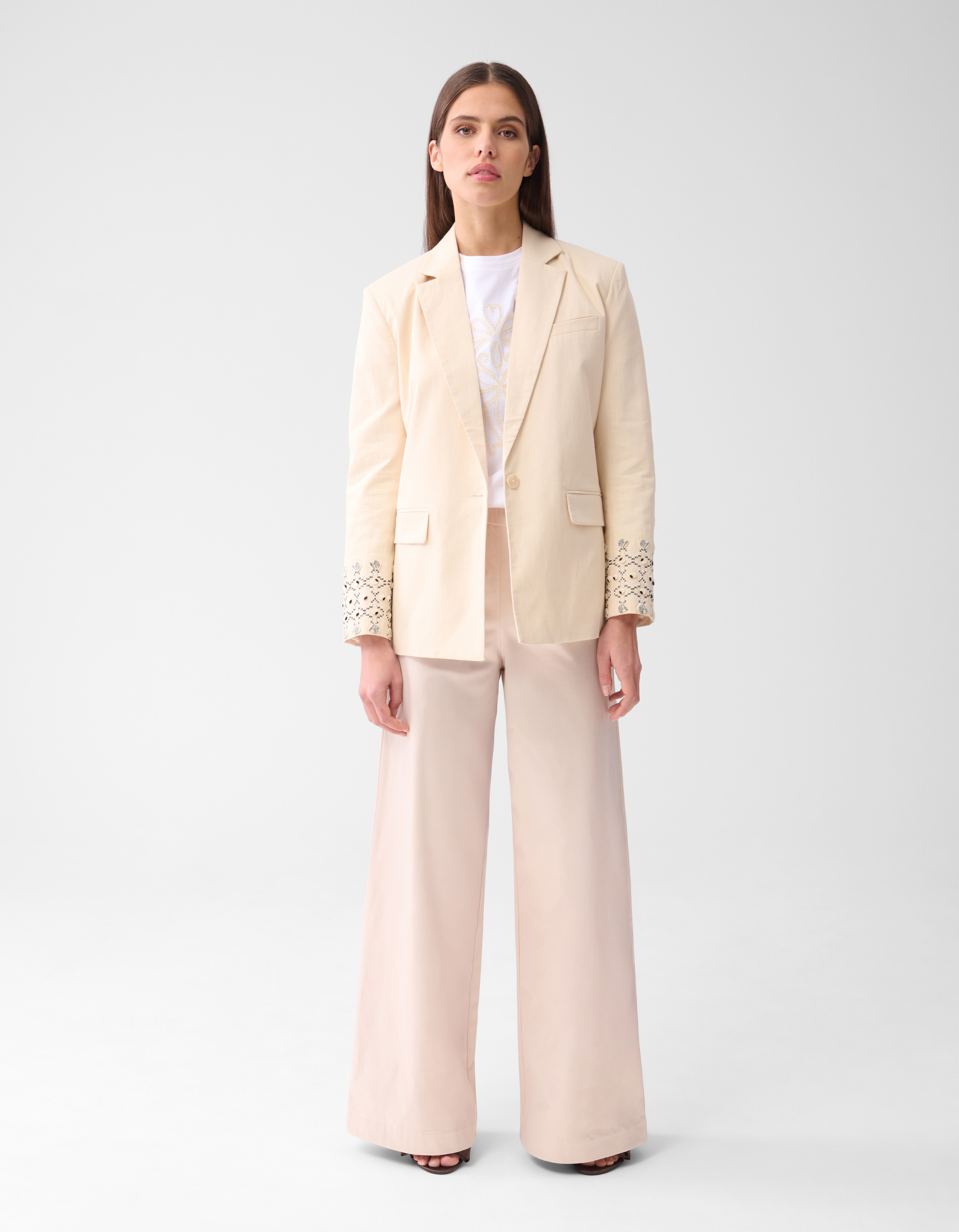 Satin Wide Leg Trousers Sand By Mieke SHOEBY WOMEN