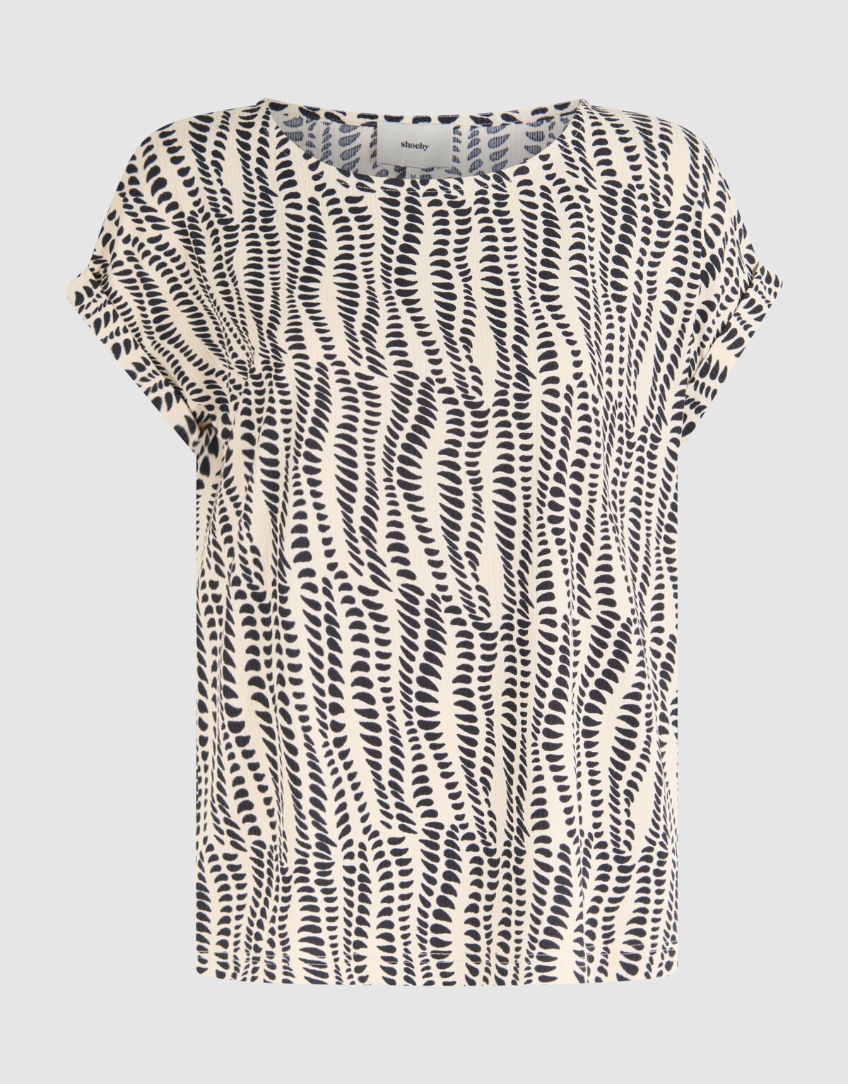 Printed Rib Jersey Top White SHOEBY WOMEN