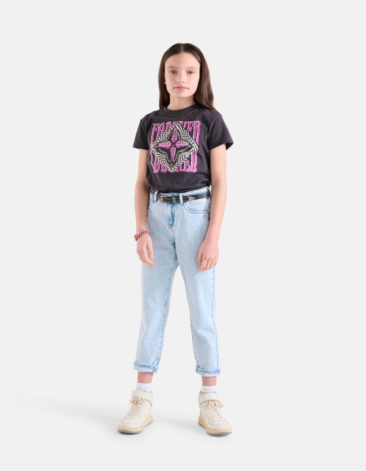 T-Shirt mit grafischem Druck Dunkelgrau SHOEBY GIRLS