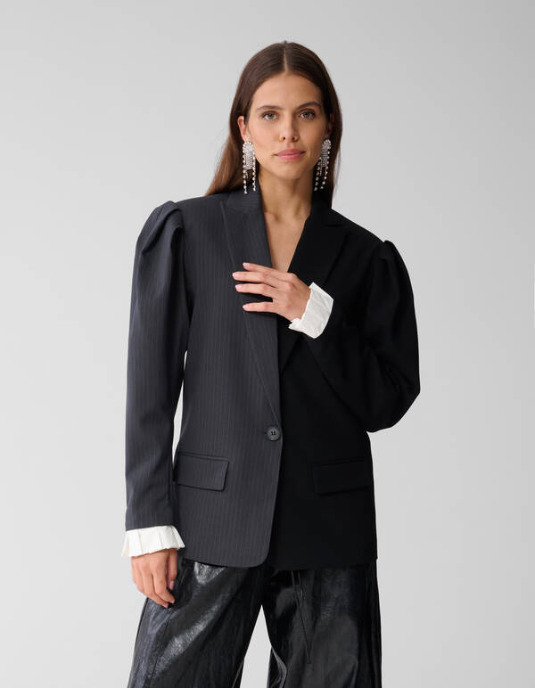 Übergroßer Pinstripes Mix Blazer Grau/Schwarz SHOEBY WOMEN