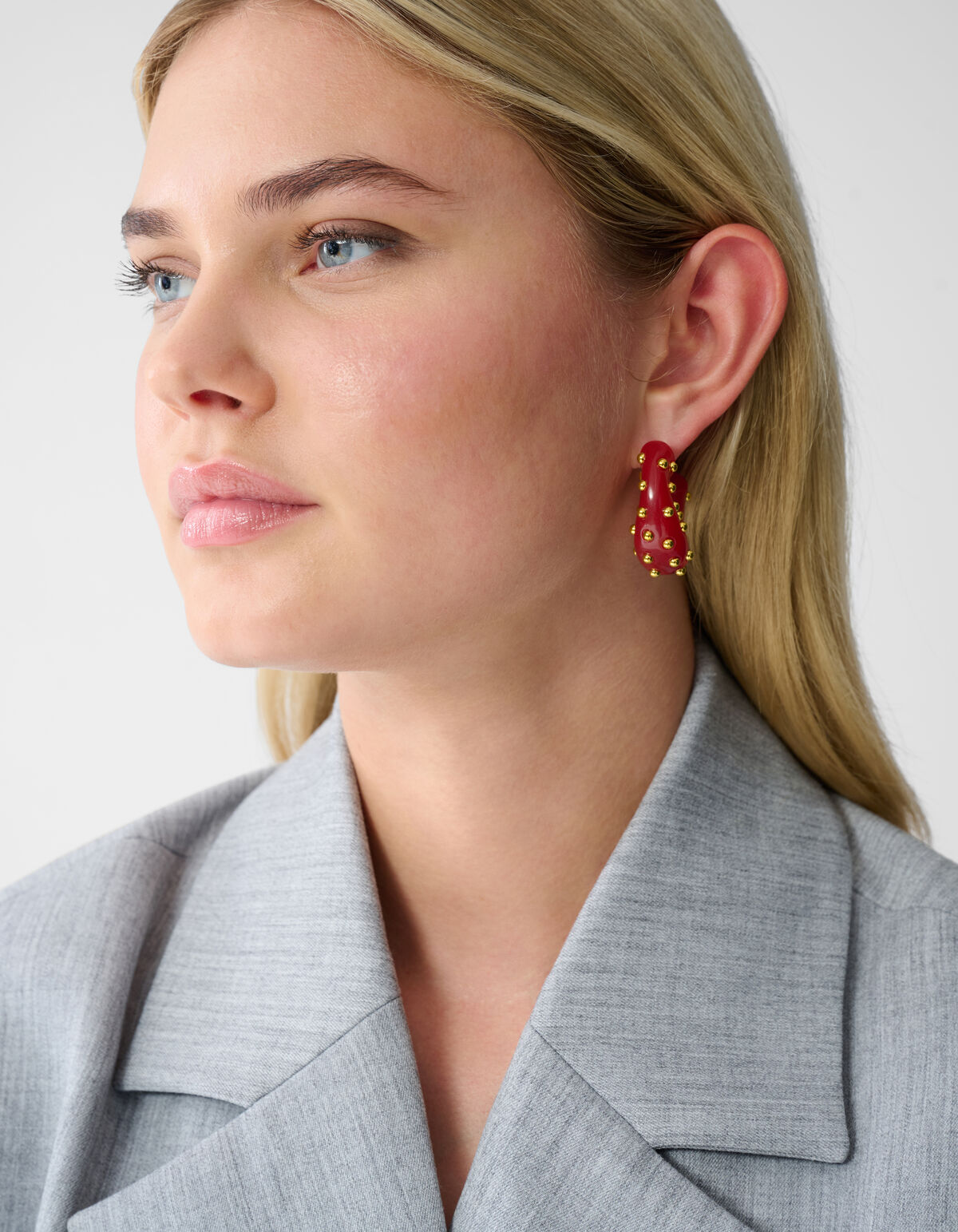 Studded Hoop Ohrringe Rot SHOEBY ACCESSOIRES