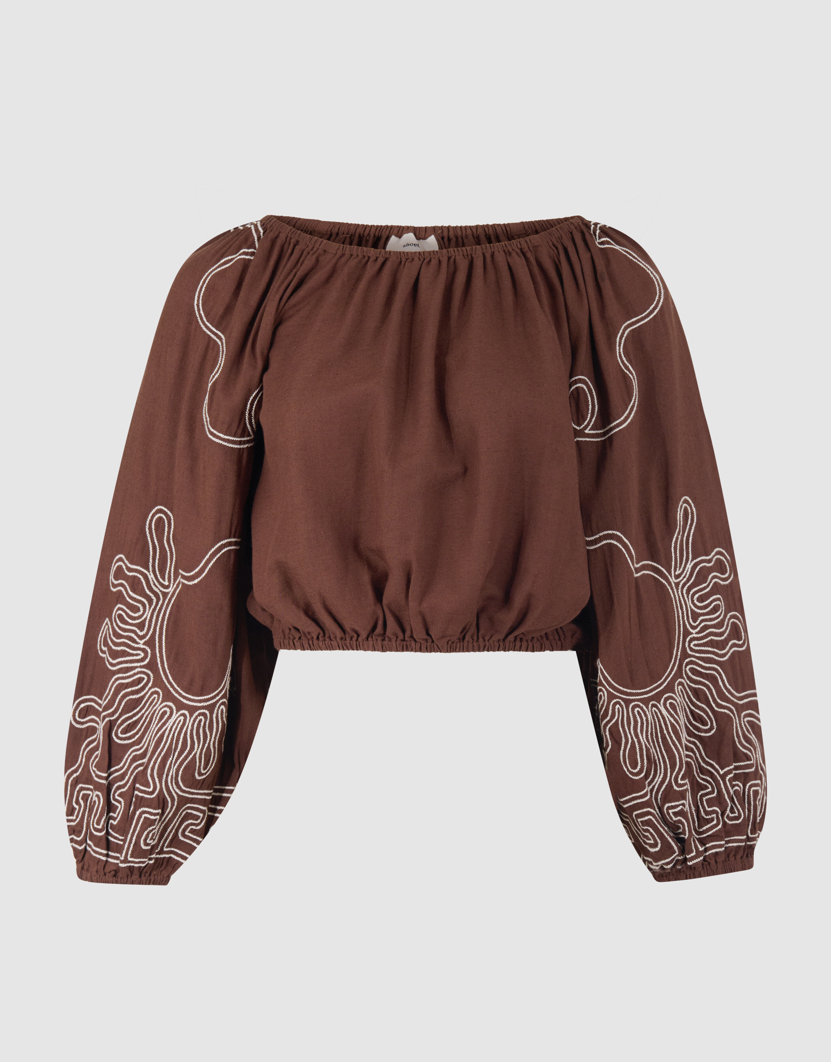 Stickerei Off-Shoulder-Top Braun SHOEBY WOMEN