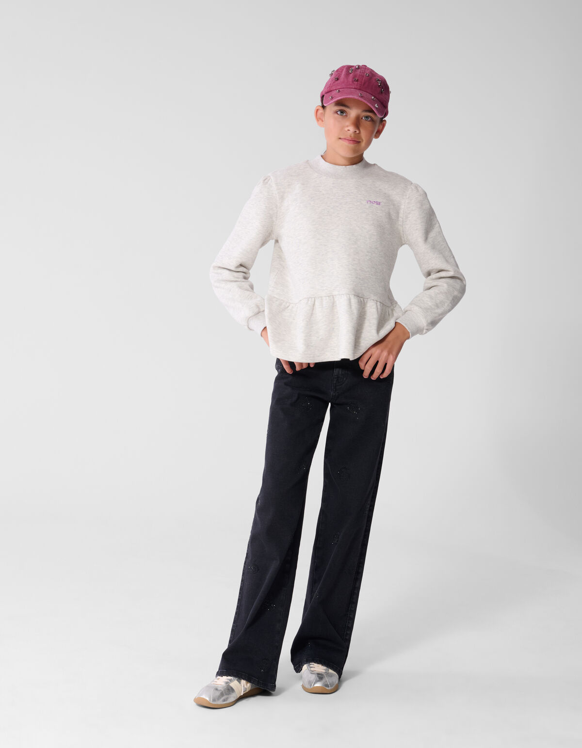 Peplum-Pullover in Hellgrau SHOEBY GIRLS