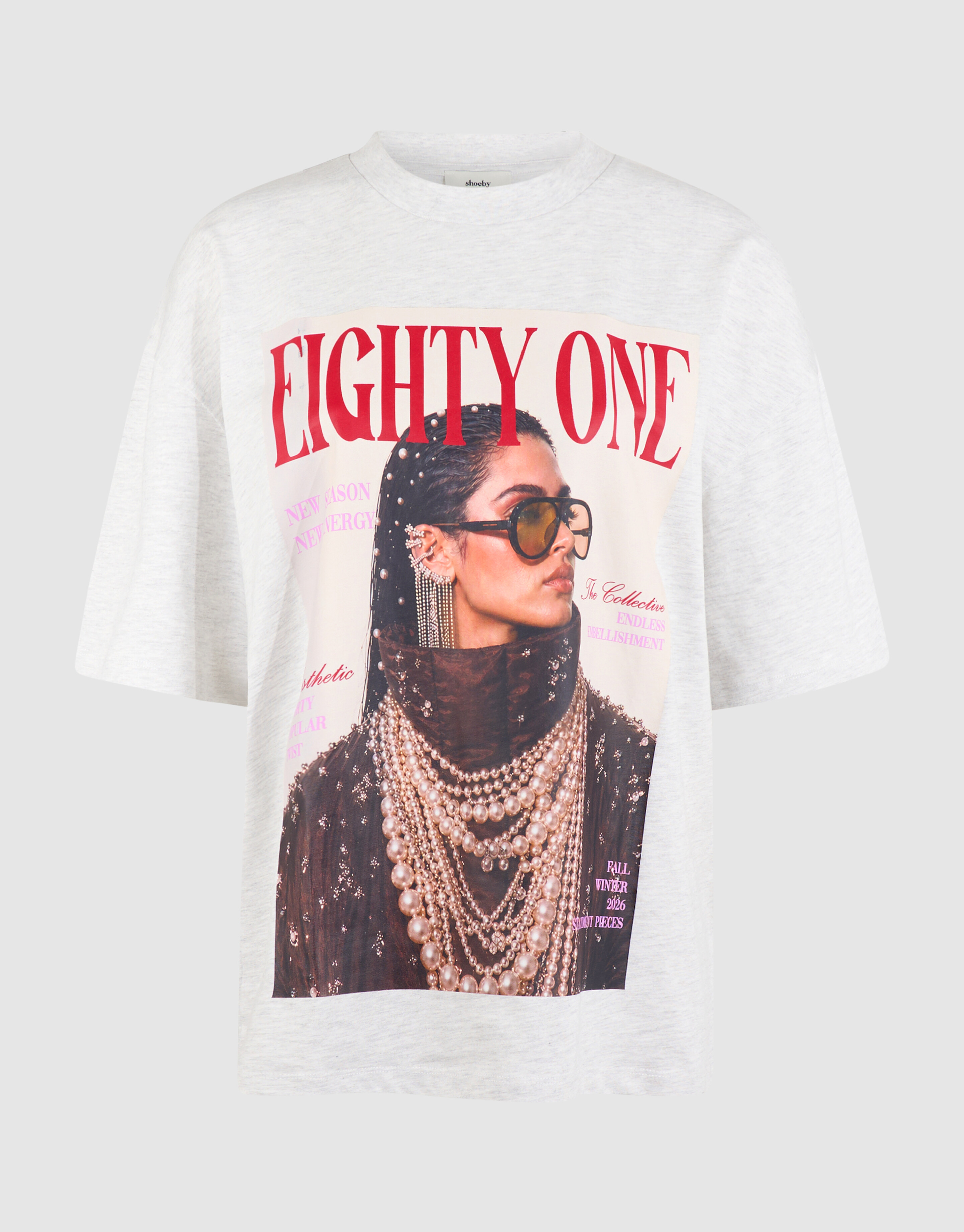 Oversized-T-Shirt mit Magazin-Motiv Hellgrau SHOEBY WOMEN
