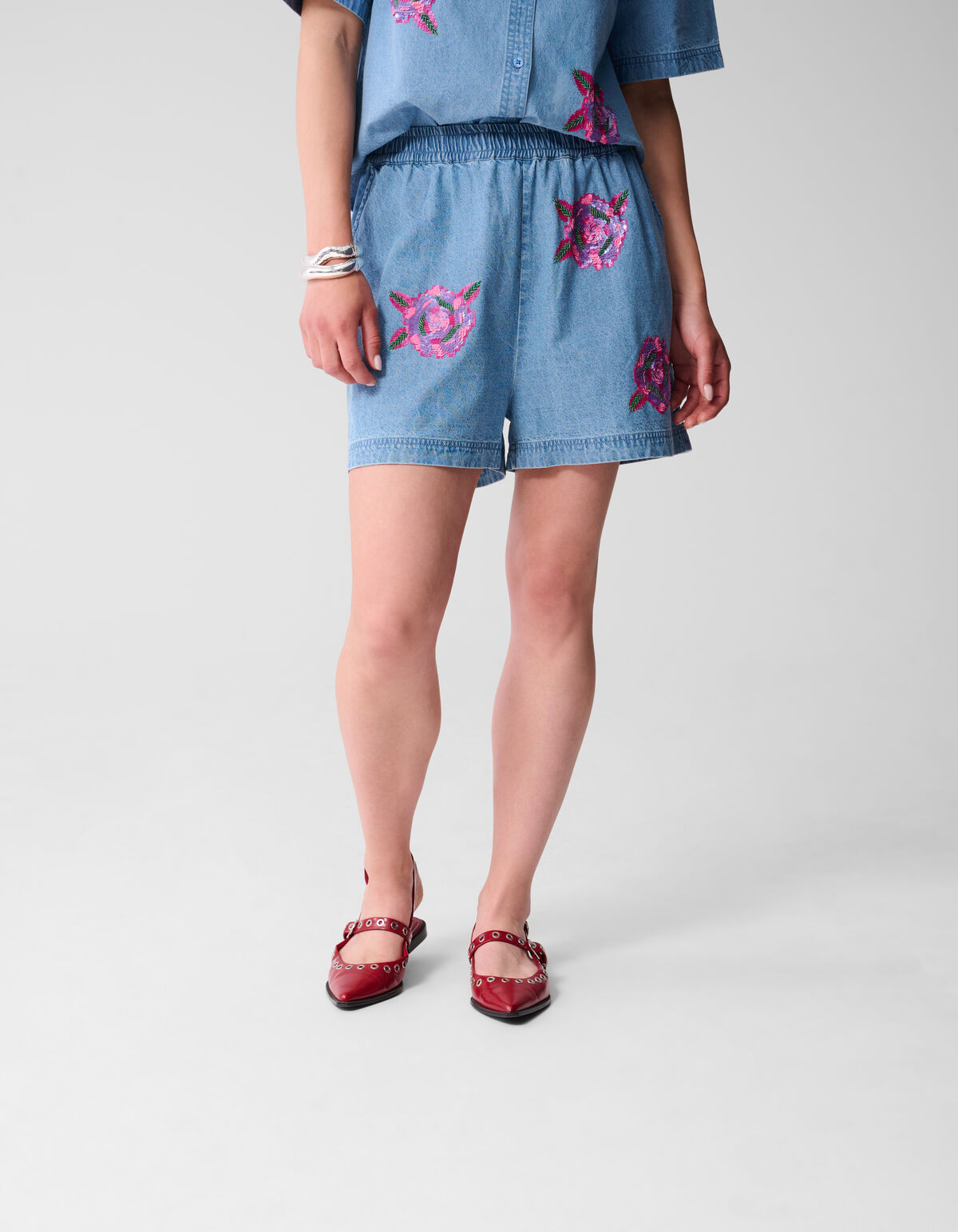 Pailletten-Denim Short Blau SHOEBY WOMEN