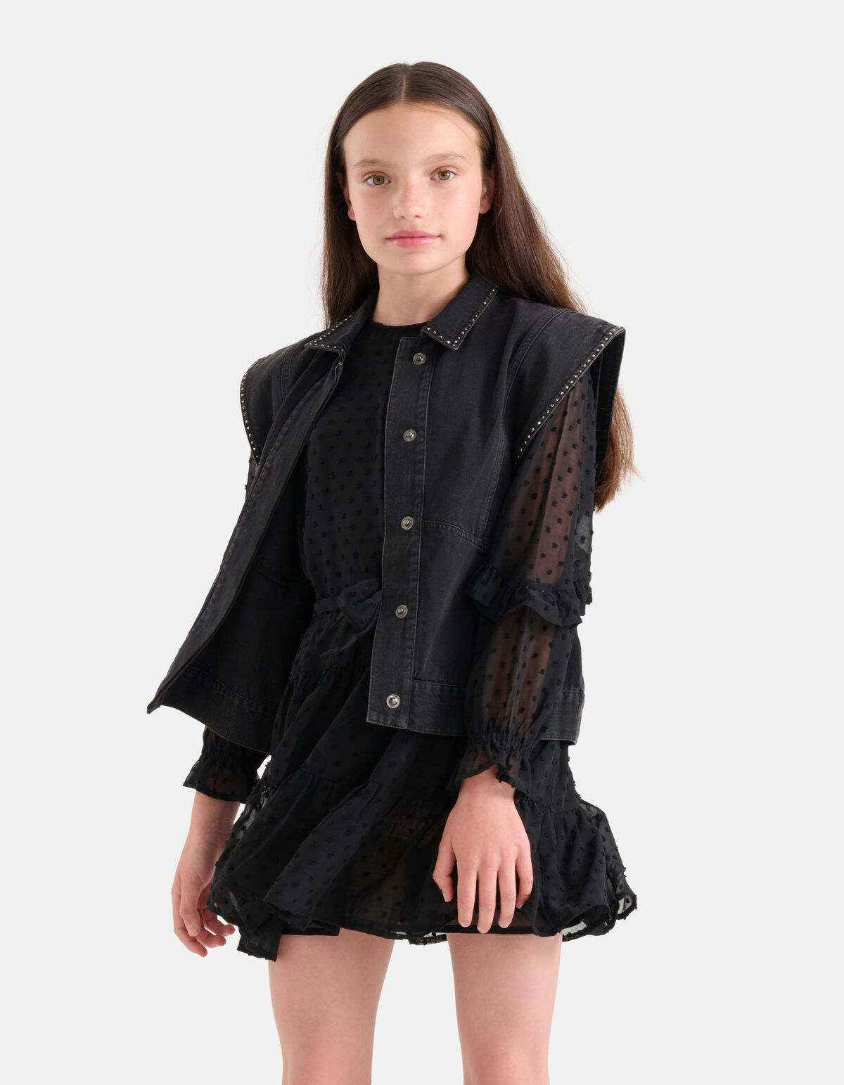 Nieten-Stickerei Gilet Dunkelgrau SHOEBY GIRLS