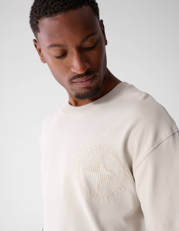 Besticktes Logo-T-Shirt Beige SHOEBY MEN