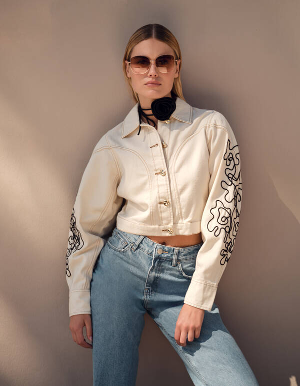Embroidery Cord Jacket Off White SHOEBY WOMEN