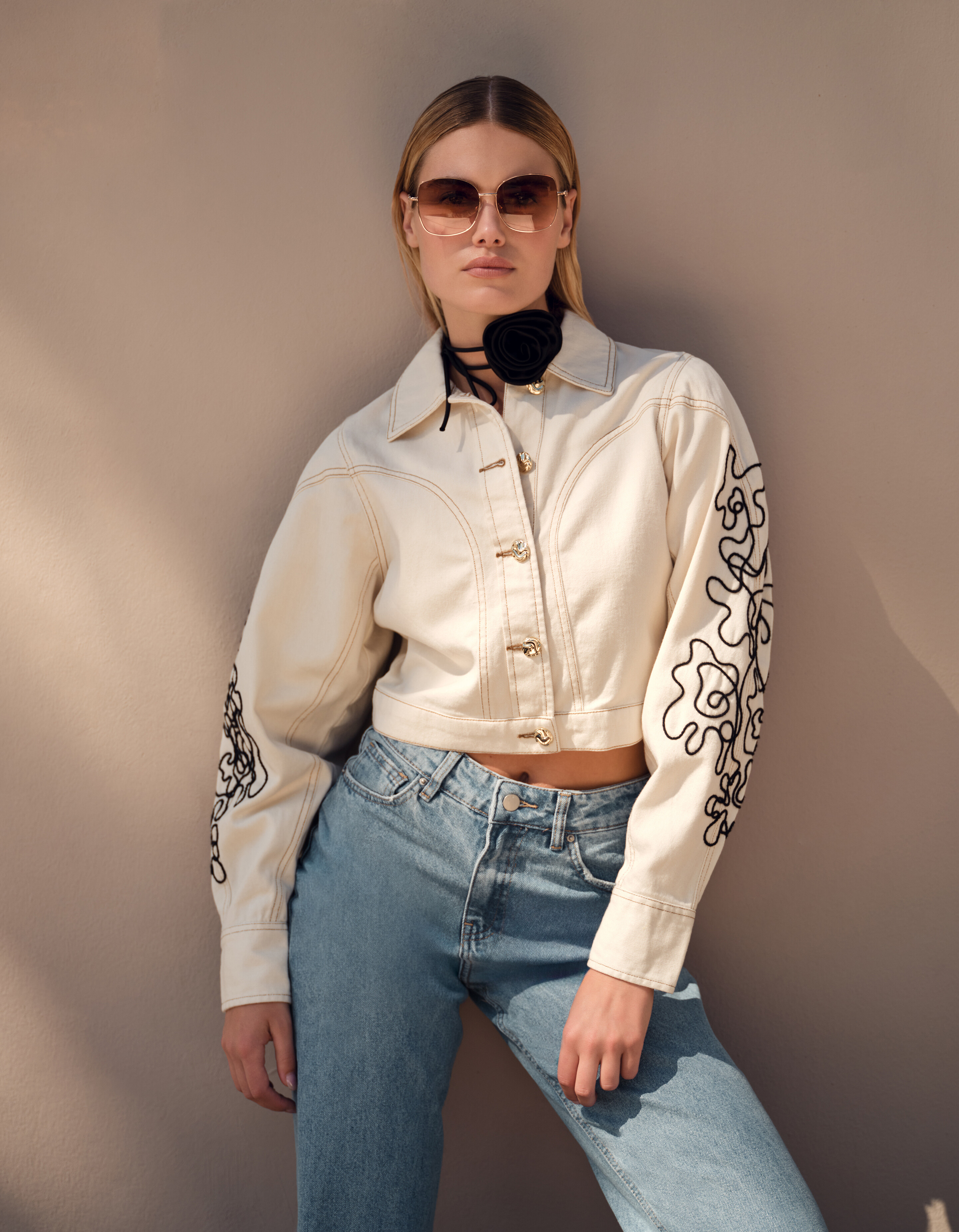 Embroidery Cord Jacket Off White SHOEBY WOMEN