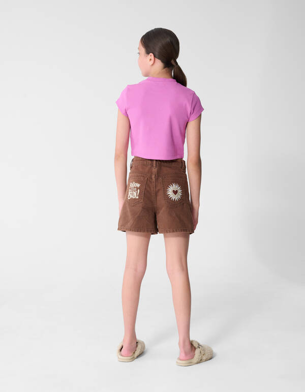 Rib Amour Crop Top Lila SHOEBY GIRLS
