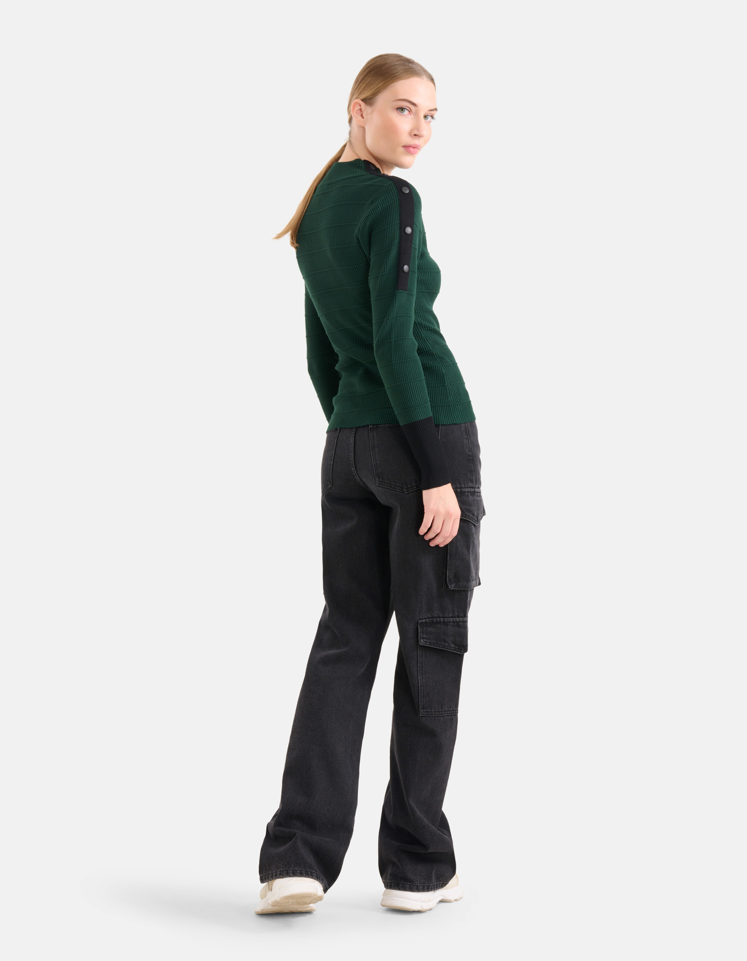 Knopfleiste Pullover Dunkelgrün SHOEBY WOMEN