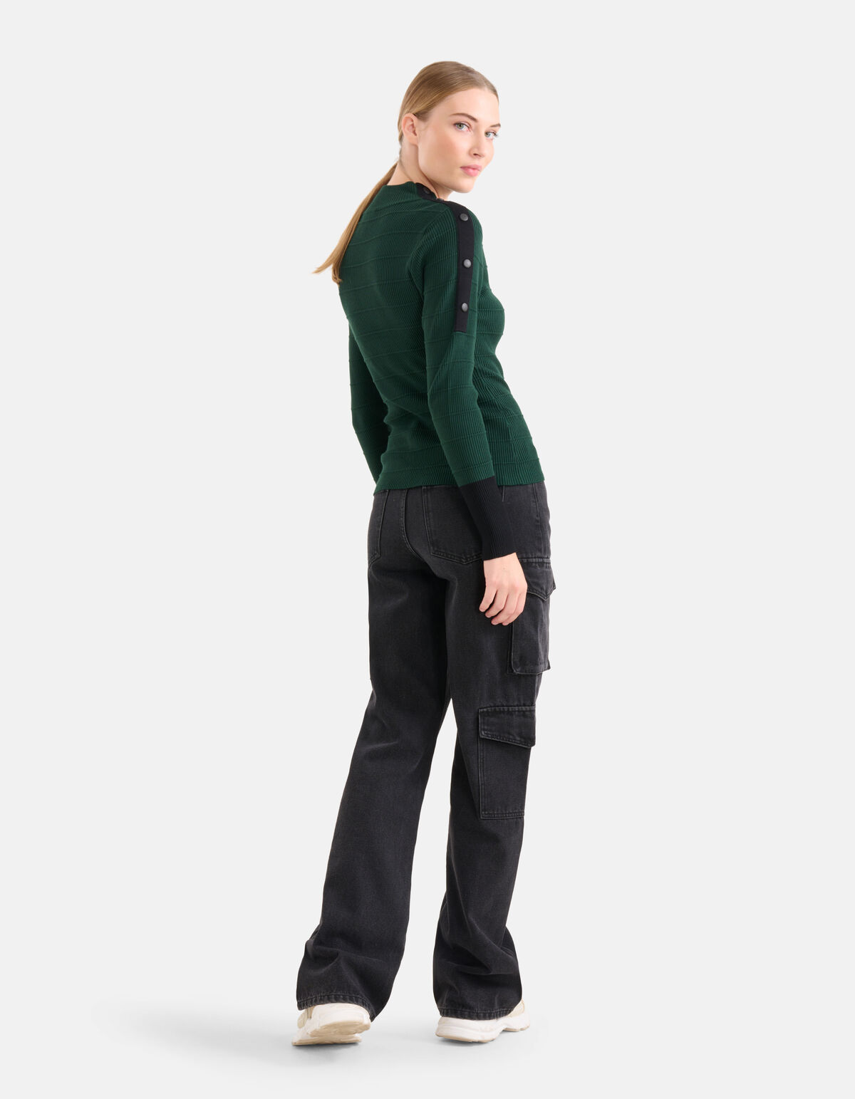 Knopfleiste Pullover Dunkelgrün SHOEBY WOMEN