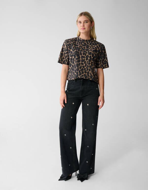 Studs Straight Fit Jeans Dunkelgrau SHOEBY WOMEN