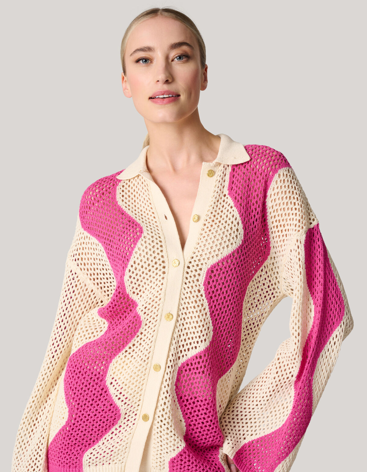 Crochet Blouse Gebroken Wit/Roze SHOEBY WOMEN