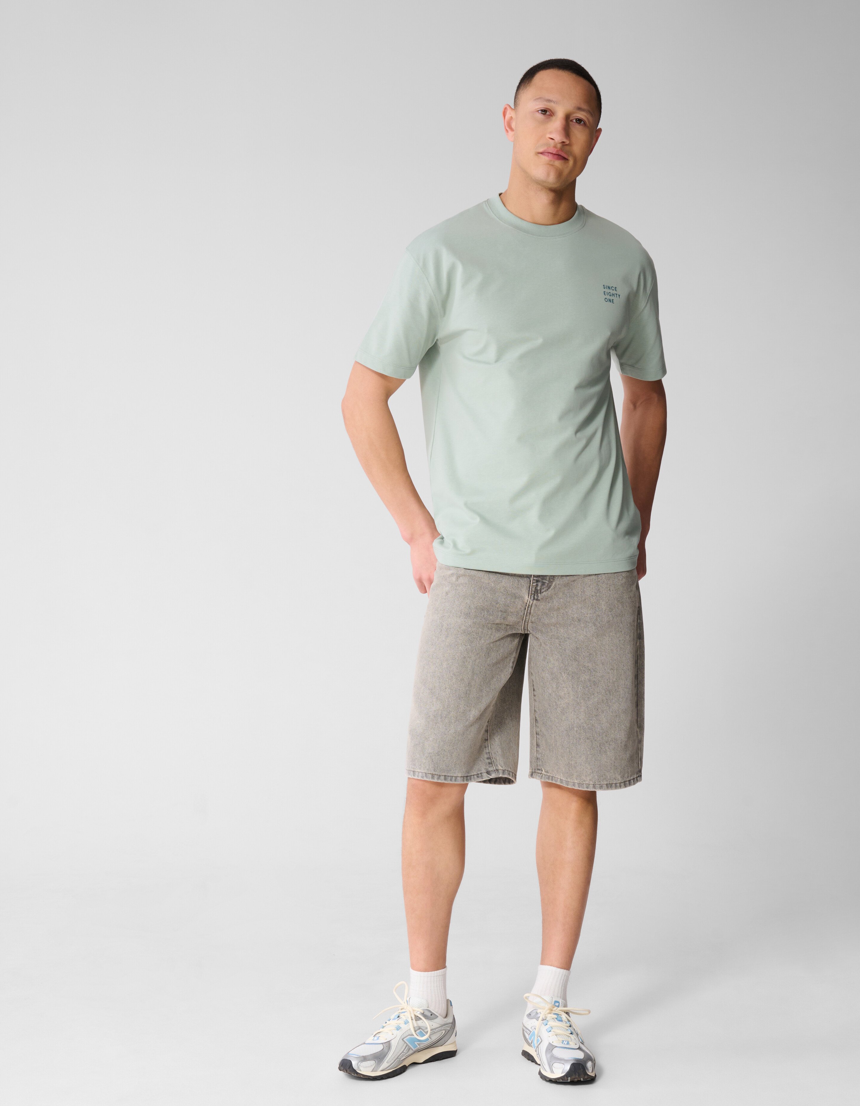 Relaxed Fit Jeansshort Hellgrau SHOEBY MEN