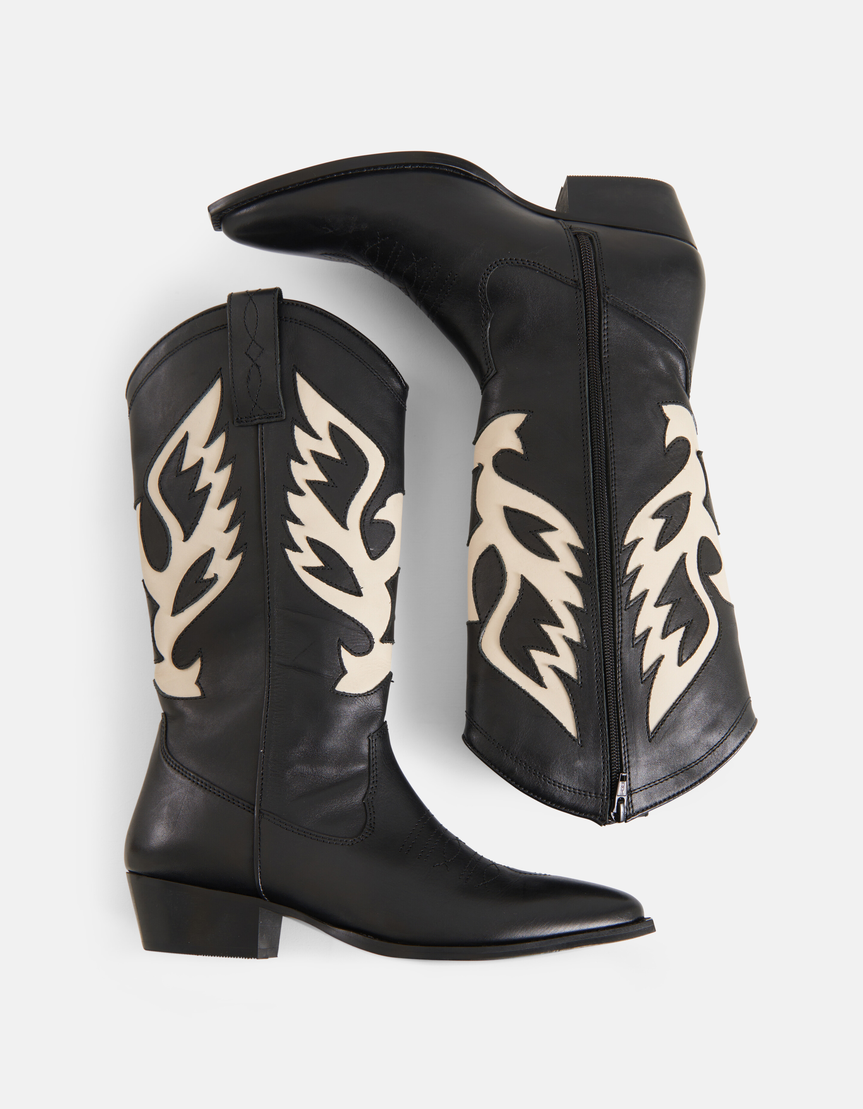 Leder Cowboystiefel Schwarz/Weiß SHOEBY SHOES