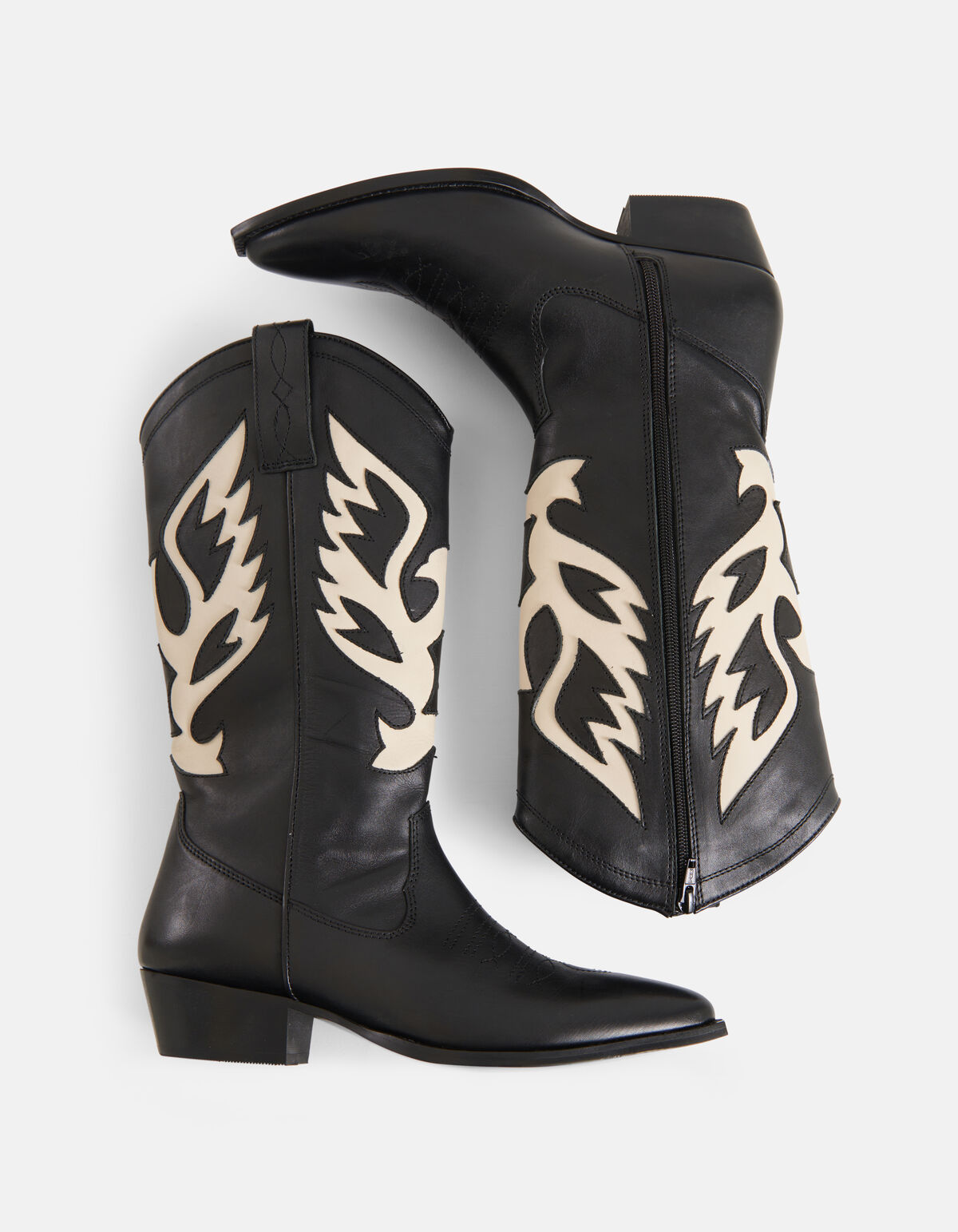 Leder Cowboystiefel Schwarz/Weiß SHOEBY SHOES