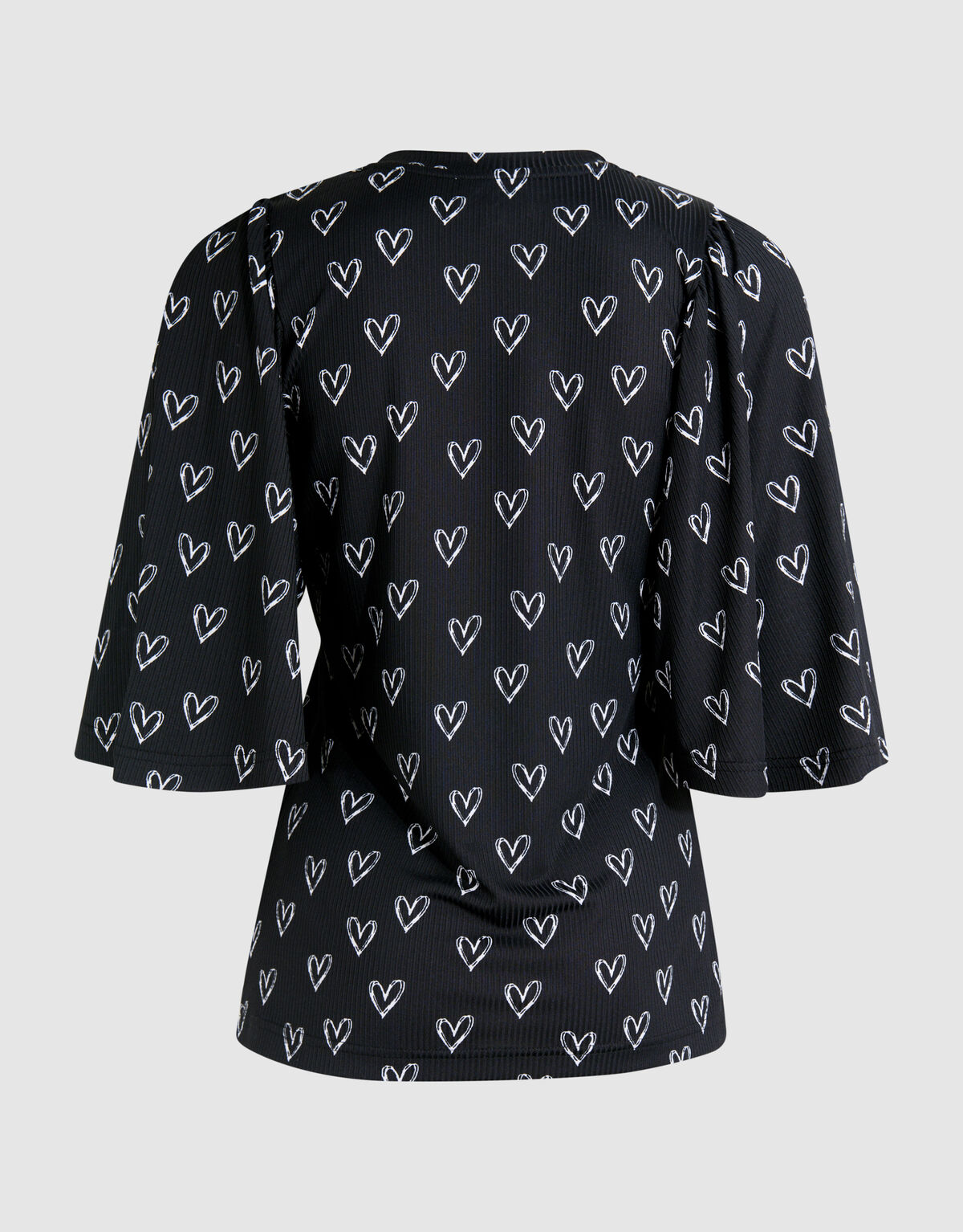 Bedrucktes Herz-Jersey-Top Schwarz SHOEBY WOMEN