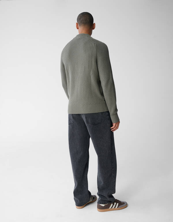 Struktur Strickpullover Dunkelgrün SHOEBY MEN