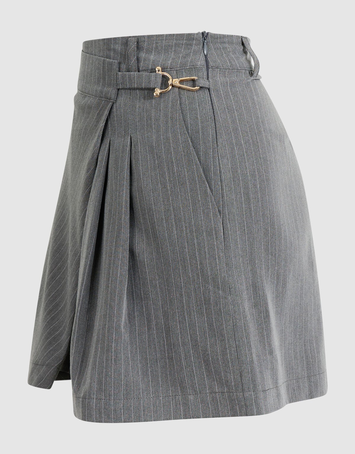 Nadelstreifen-Plissee-Skort Dunkelgrau SHOEBY WOMEN