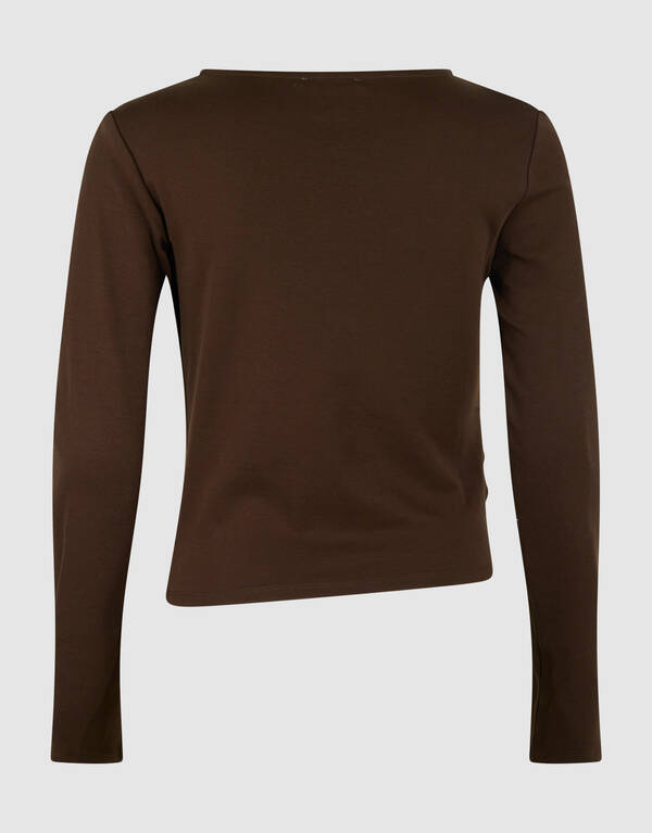 Drapiertes Langarm-Top Dunkelbraun SHOEBY WOMEN