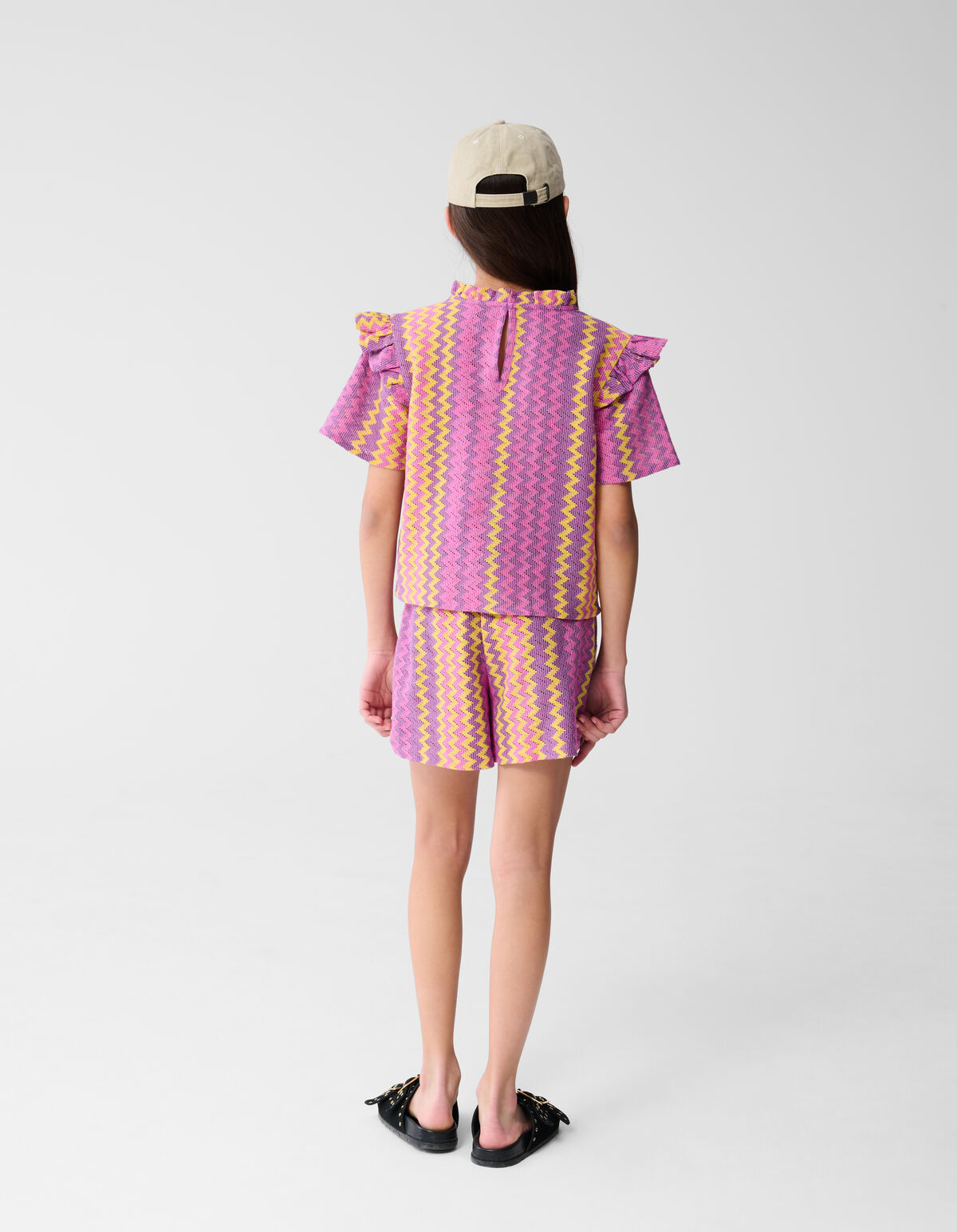 Zickzack geh&auml;kelt kurz rosa SHOEBY GIRLS