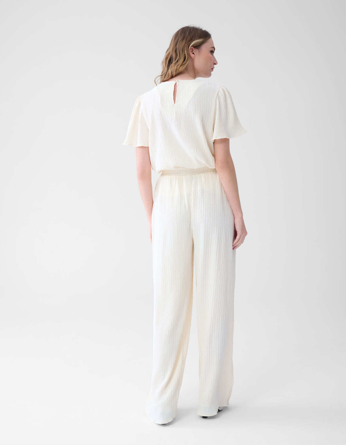 Crinkle Hose mit weitem Bein Off White SHOEBY WOMEN