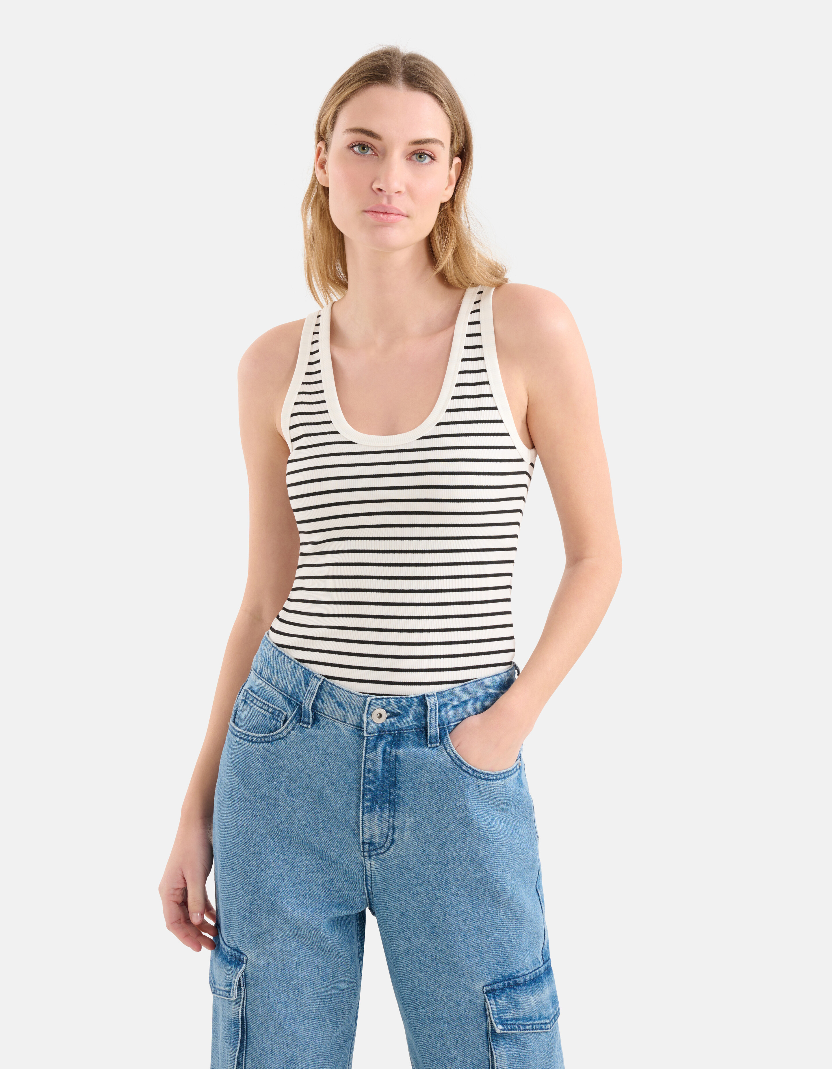 Gestreiftes Tank-Top Schwarz/Weiß SHOEBY WOMEN