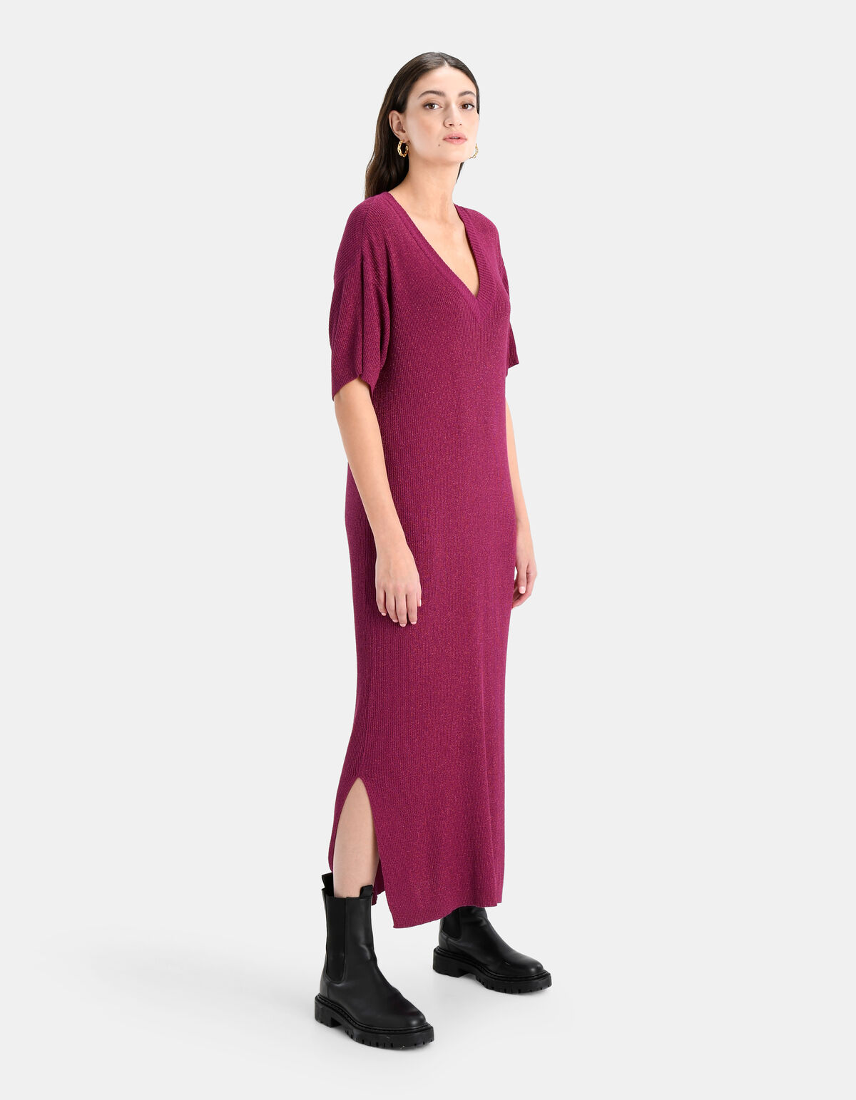 Glitzer V-Ausschnitt Kleid EKSEPT