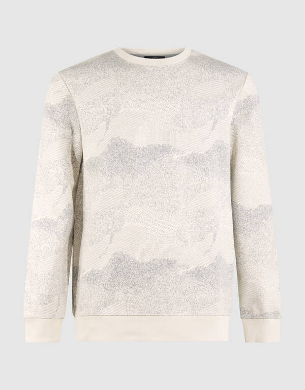 Jacquard Camouflage-Pullover Gebrochen Wei&szlig; SHOEBY MEN