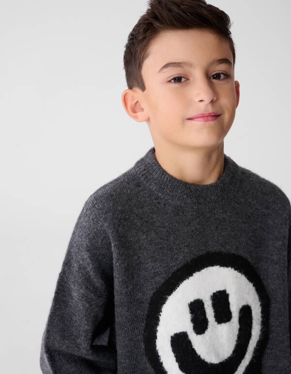 Smiley Strickpullover Dunkelgrau SHOEBY BOYS