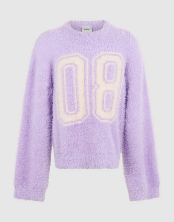 Flauschige Varsity Strickpullover Helllila SHOEBY GIRLS