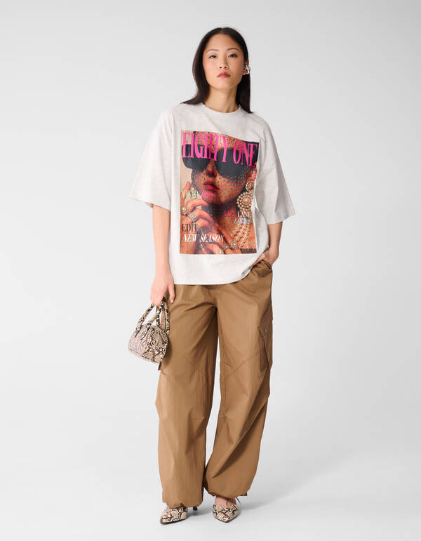 Magazin Artwork T-Shirt Hellgrau SHOEBY WOMEN
