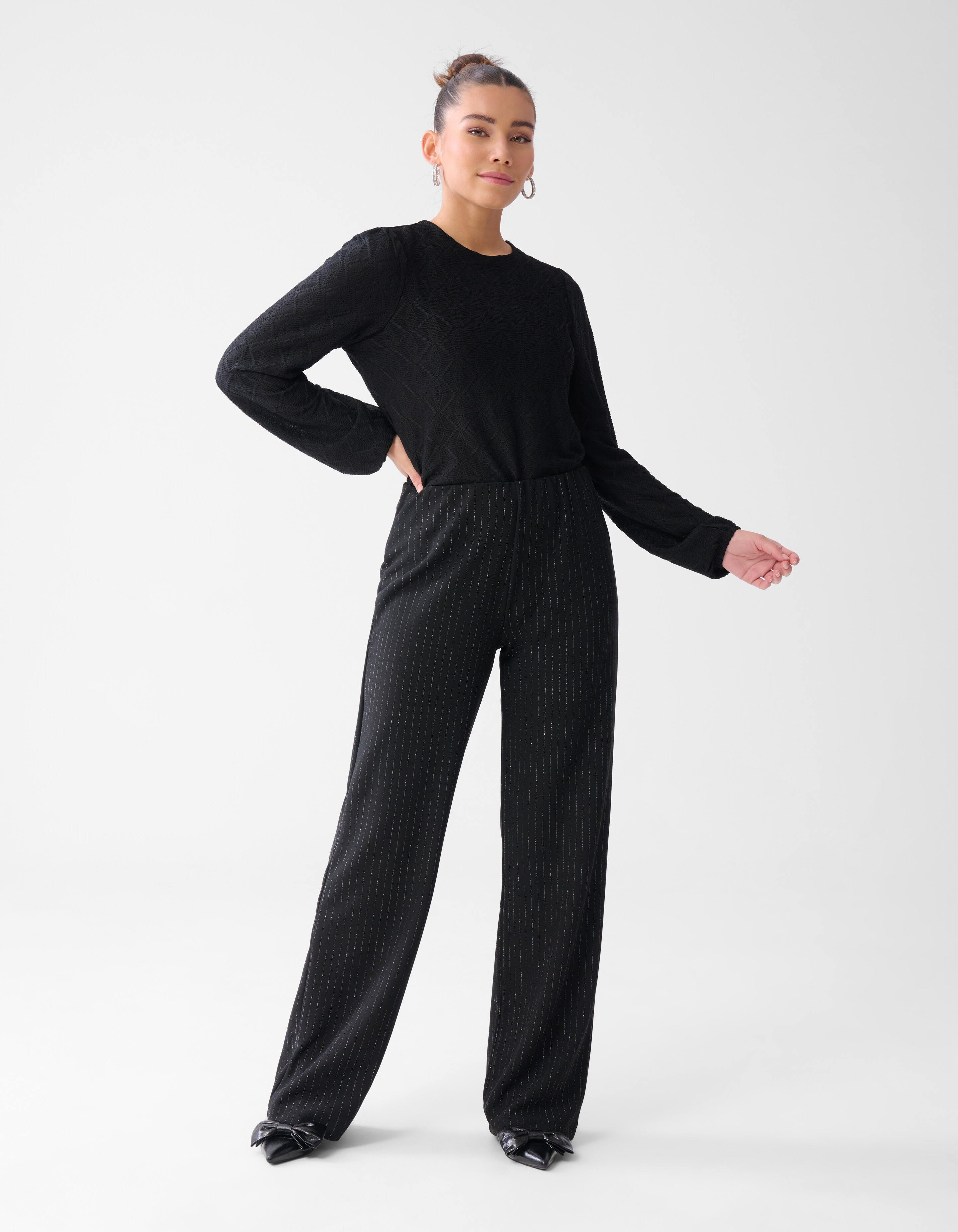 Lurex Hose mit weitem Bein Schwarz SHOEBY WOMEN