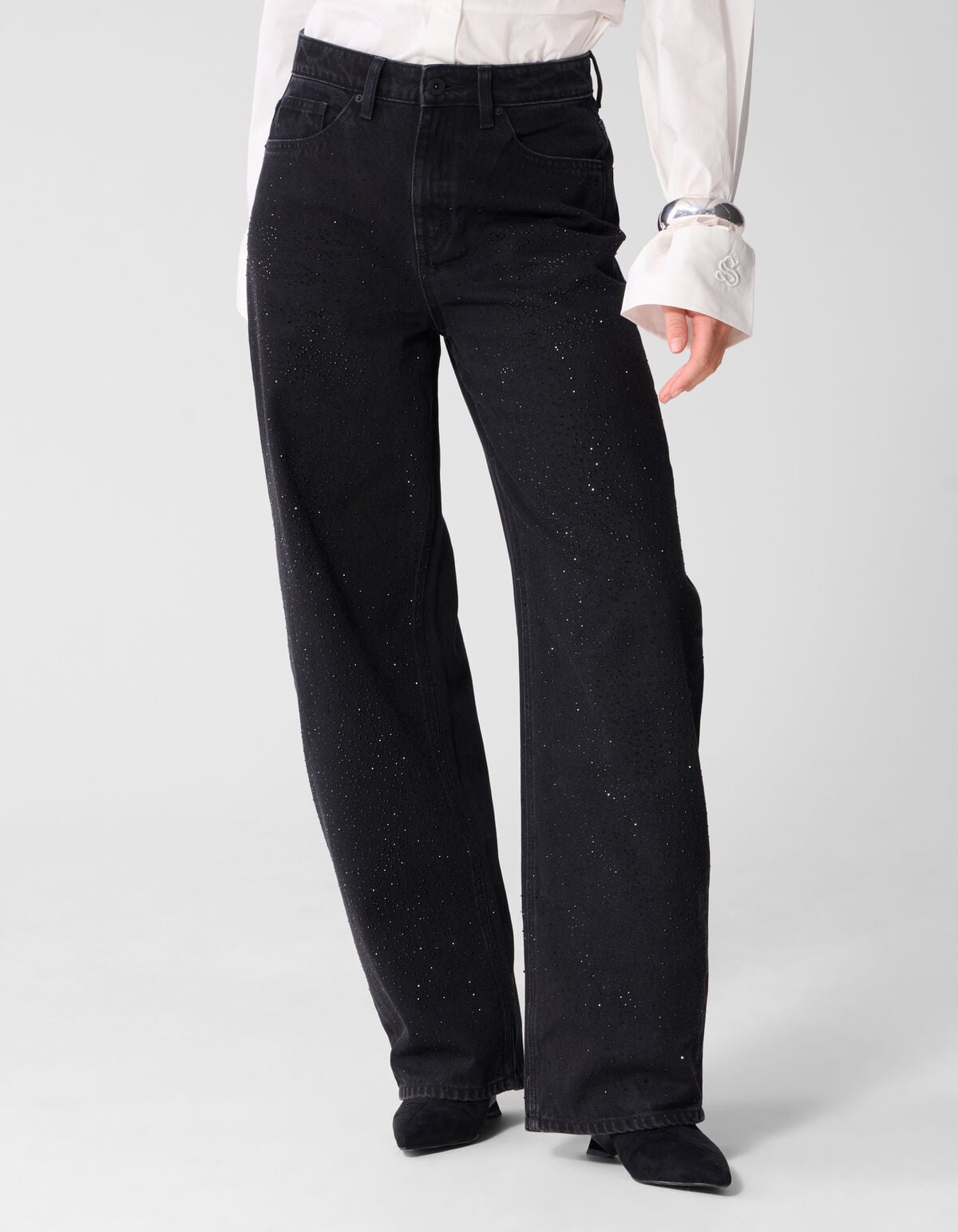 Baggy-Fit-Jeans mit Strass Schwarz SHOEBY WOMEN