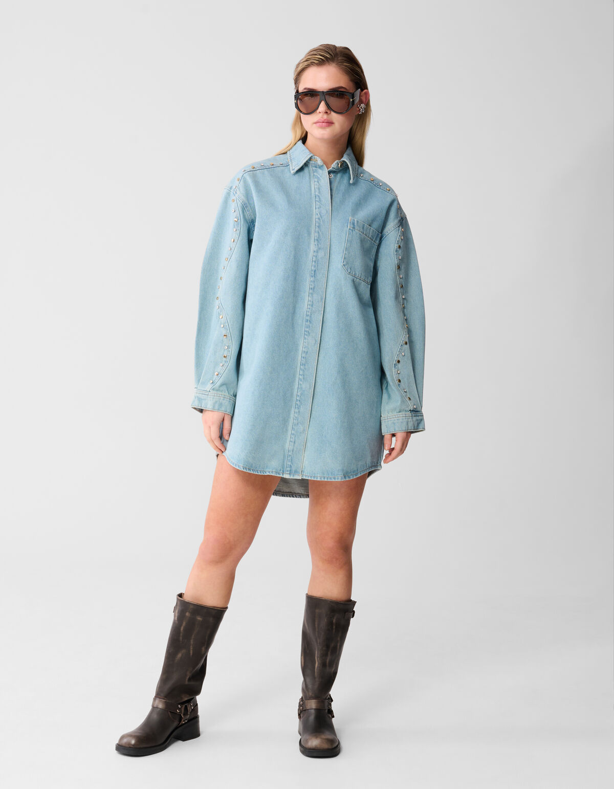 Strass Denim Mini Kleid Gebleicht SHOEBY WOMEN