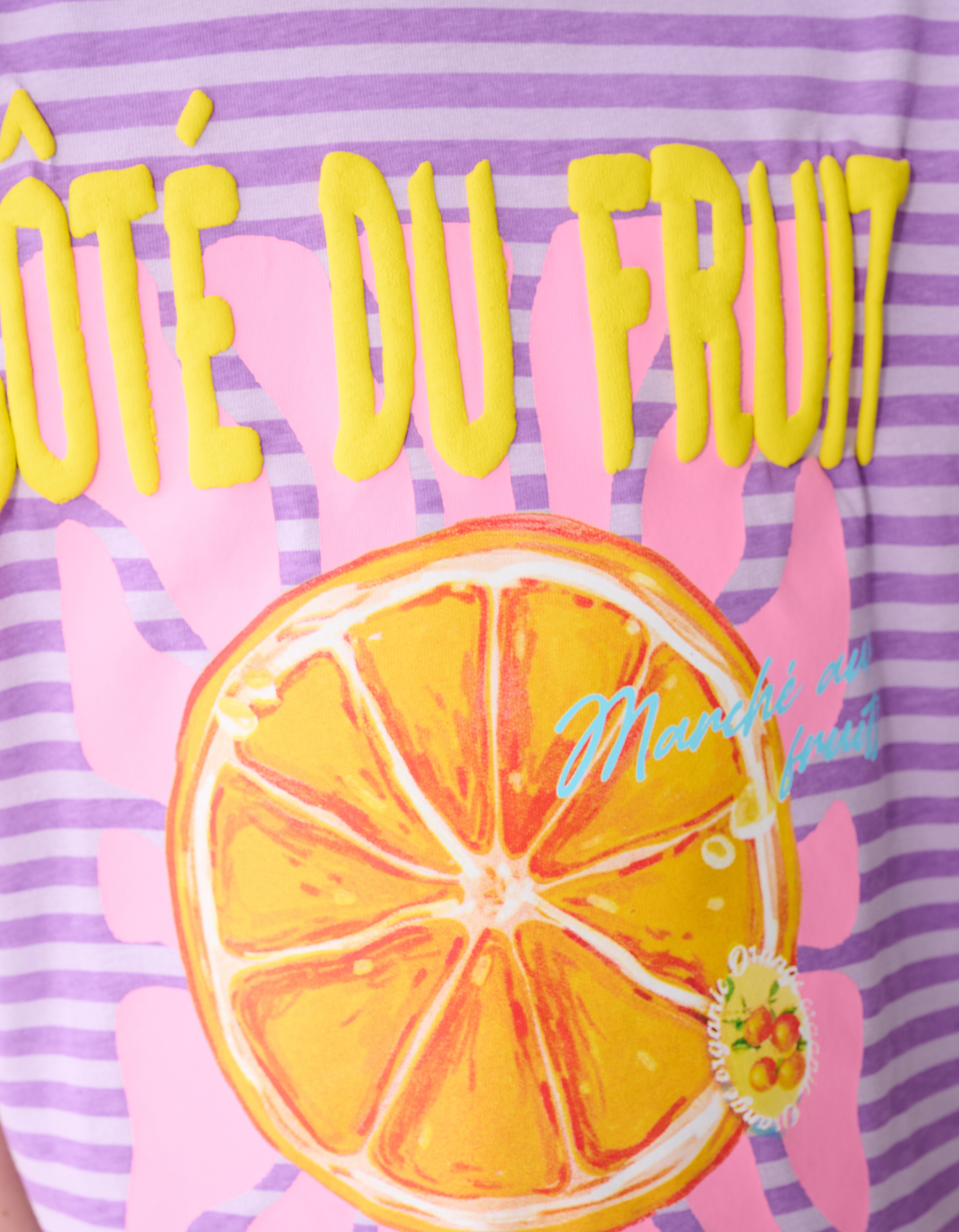 Gestreiftes Obst-Kunst T-Shirt Helllila SHOEBY GIRLS