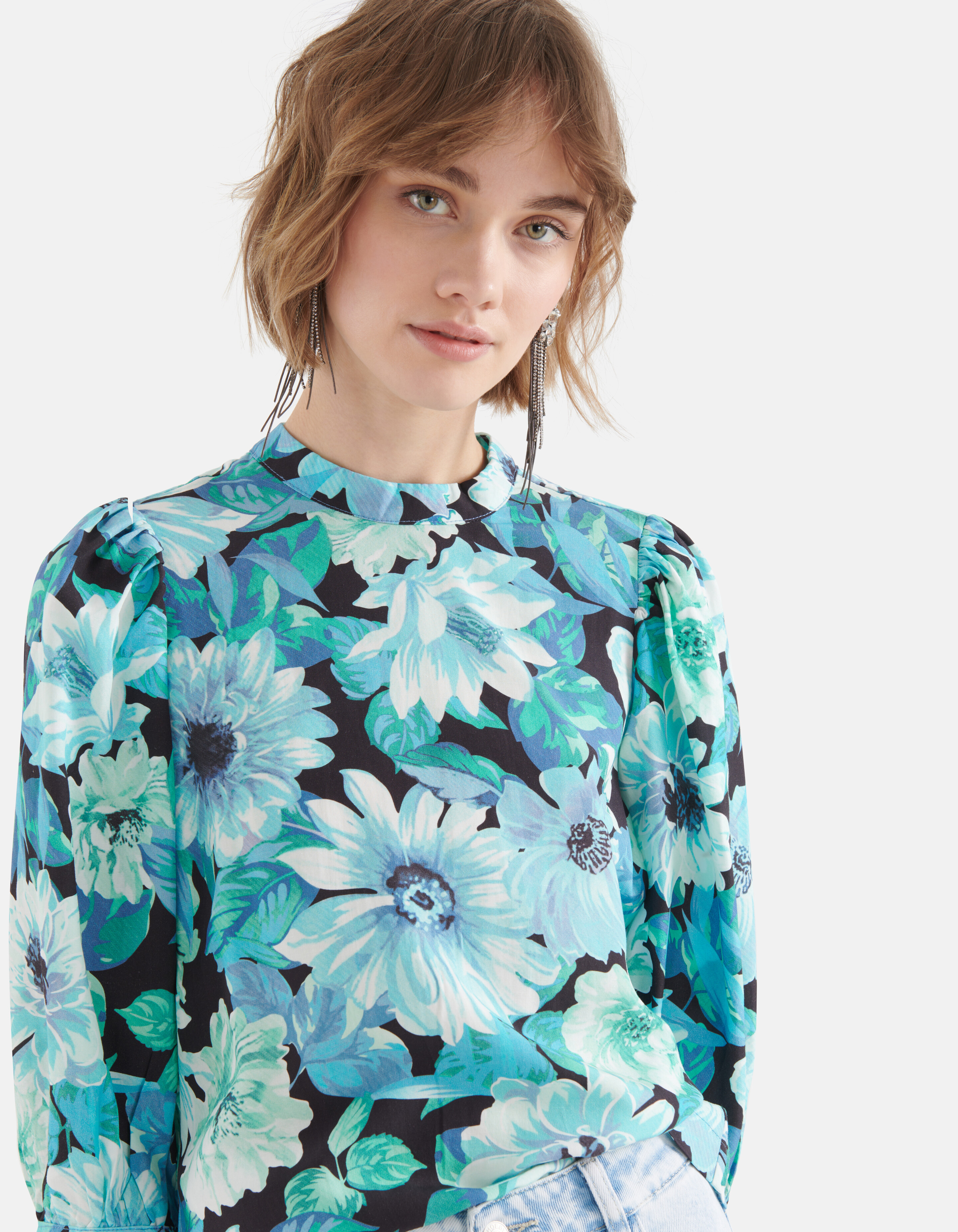 Top mit Blumenmuster Blau SHOEBY WOMEN