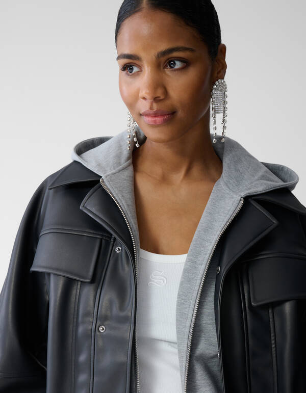 Oversized vegane Lederjacke Schwarz von Fred SHOEBY WOMEN